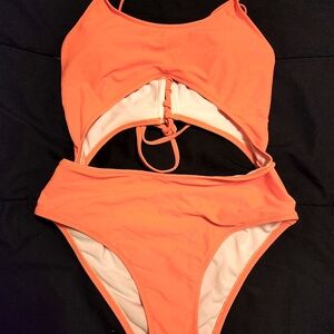 Neon orange swim suit